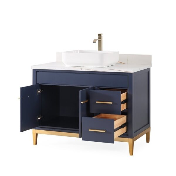 Chans Furniture TB-9942NB-42U 42 Inches Tennant Brand Modern Style With Beatrice Vessel Single Sink Bathroom Vanity In Navy Blue