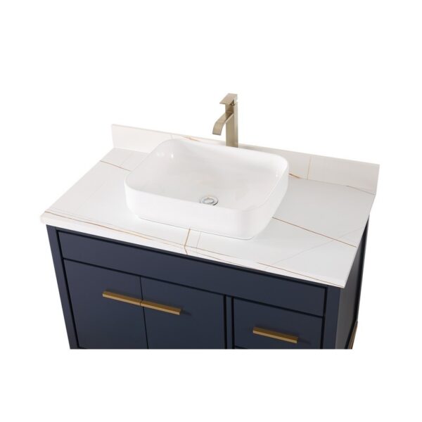 Chans Furniture TB-9942NB-42U 42 Inches Tennant Brand Modern Style With Beatrice Vessel Single Sink Bathroom Vanity In Navy Blue