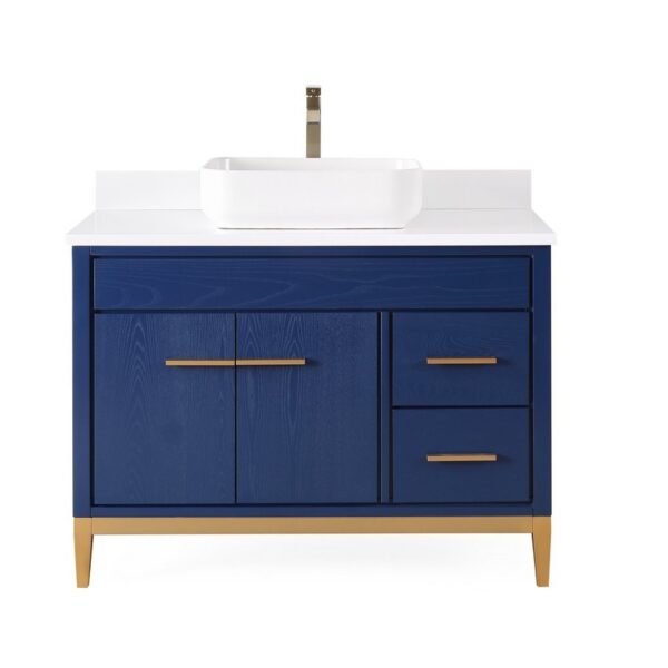 Chans Furniture TB-9942VB-42QT 42 Inches Tennant Brand Modern Style With Beatrice Vessel Single Sink Bathroom Vanity In Blue