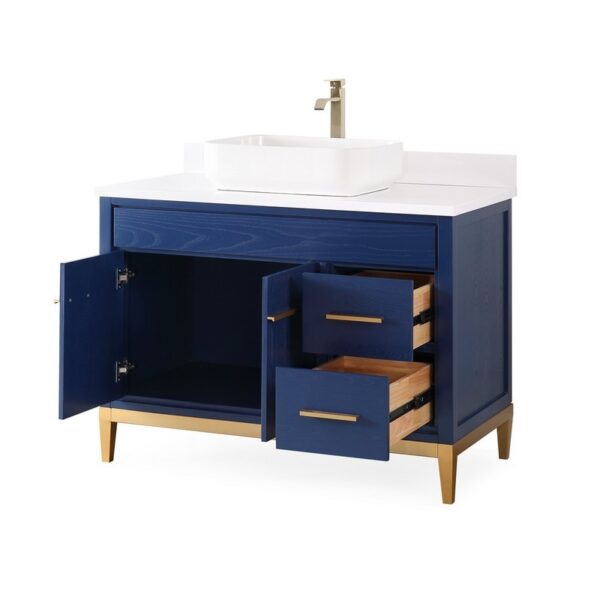 Chans Furniture TB-9942VB-42QT 42 Inches Tennant Brand Modern Style With Beatrice Vessel Single Sink Bathroom Vanity In Blue