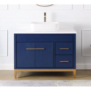 Chans Furniture TB-9942VB-42QT 42 Inches Tennant Brand Modern Style With Beatrice Vessel Single Sink Bathroom Vanity In Blue