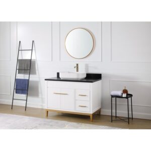 Chans Furniture TB-9942WT-42BK 42 Inches Tennant Brand Modern Style With Beatrice Vessel Single Sink Bathroom Vanity In White