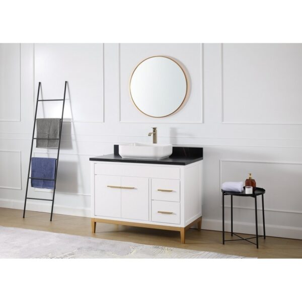 Chans Furniture TB-9942WT-42BK 42 Inches Tennant Brand Modern Style With Beatrice Vessel Single Sink Bathroom Vanity In White