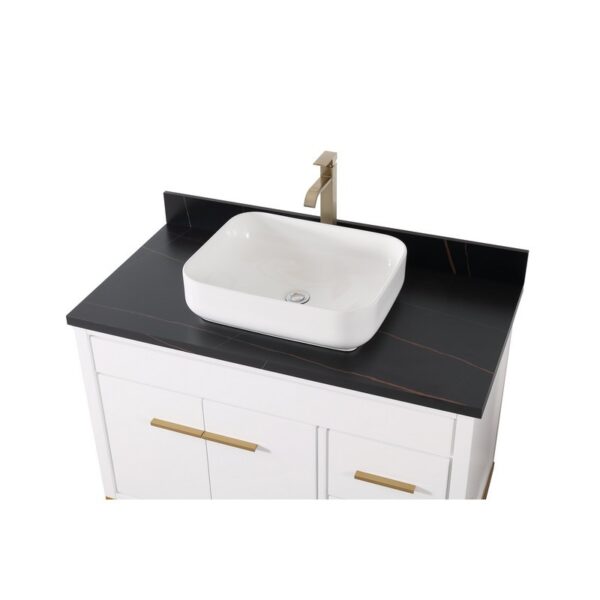 Chans Furniture TB-9942WT-42BK 42 Inches Tennant Brand Modern Style With Beatrice Vessel Single Sink Bathroom Vanity In White