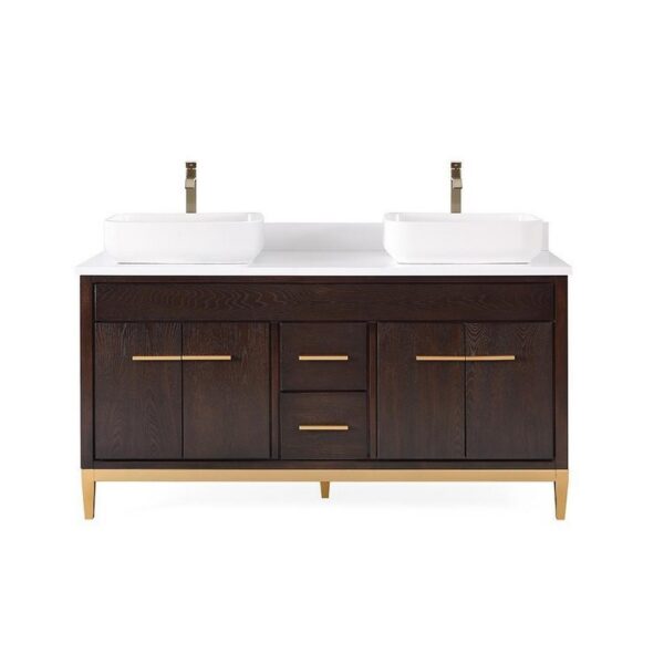 Chans Furniture TB-9960DK-60QT 60 Inches Tennant Brand With Beatrice Vessel Double Sink Bathroom Vanity