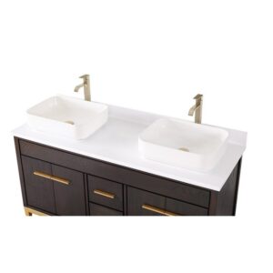 Chans Furniture TB-9960DK-60QT 60 Inches Tennant Brand With Beatrice Vessel Double Sink Bathroom Vanity