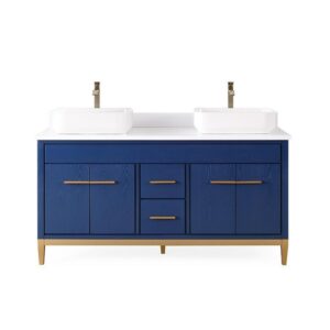 Chans Furniture TB-9960VB-60QT 60 Inches Tennant Brand With Beatrice Vessel Double Sink Bathroom Vanity