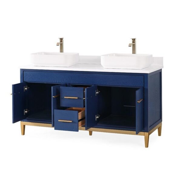 Chans Furniture TB-9960VB-60QT 60 Inches Tennant Brand With Beatrice Vessel Double Sink Bathroom Vanity