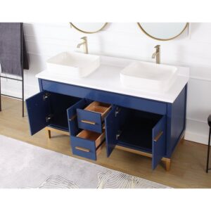 Chans Furniture TB-9960VB-60QT 60 Inches Tennant Brand With Beatrice Vessel Double Sink Bathroom Vanity