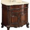 Chans Furniture S01M Madison 36 Inch Brown Bathroom Sink Vanity, Cream Marble Countertop