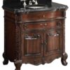 Chans Furniture S01GT Madison 36 Inch Brown Bathroom Sink Vanity, Black Granite Countertop