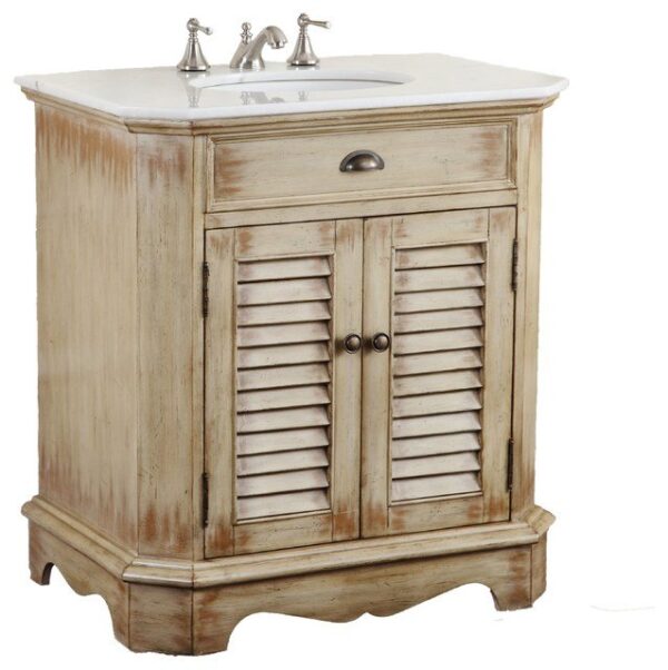 Chans Furniture CF-47524 Fairfield 32 Inch Light Distressed Beige Bathroom Sink Vanity