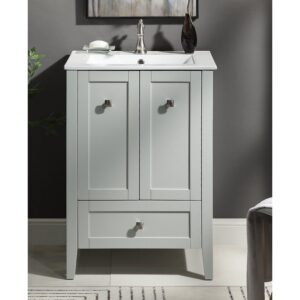 Chans Furniture WFS-85029CK 25 Inch Tennant Brand Vermezzo Modern Small Slim Gray Bathroom Vanity in Gray