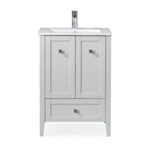 Chans Furniture WFS-85029CK 25 Inch Tennant Brand Vermezzo Modern Small Slim Gray Bathroom Vanity in Gray