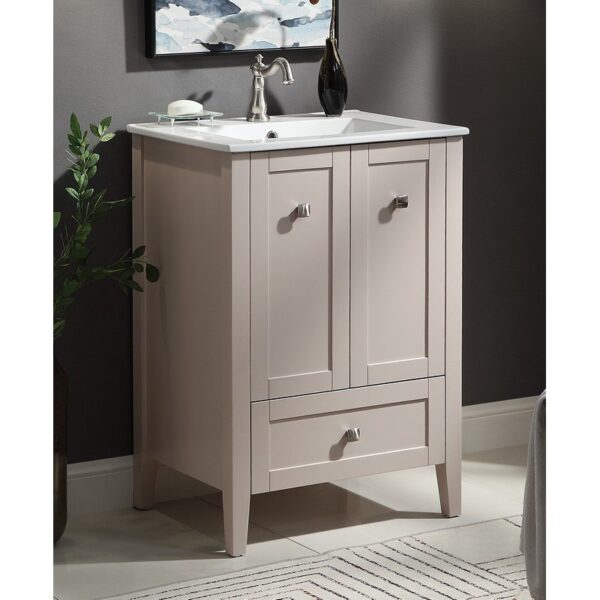 Chans Furniture WFS-85053TP 25 Inch Tennant Brand Vermezzo Modern Small Slim Taupe Bathroom Vanity in Taupe