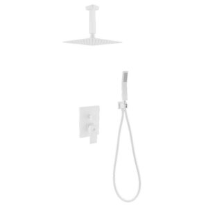 Kubebath KB CR200HH2V Aqua Piazza Shower Set with 8 Inch Ceiling Mount Square Rain Shower and Handheld