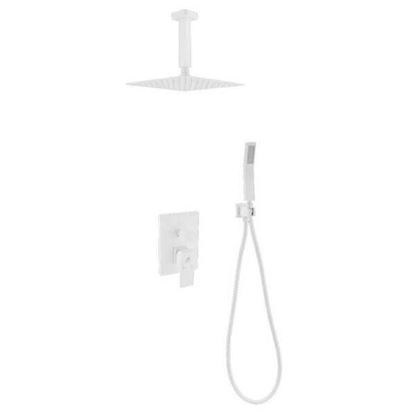 Kubebath KB CR200HH2V Aqua Piazza Shower Set with 8 Inch Ceiling Mount Square Rain Shower and Handheld