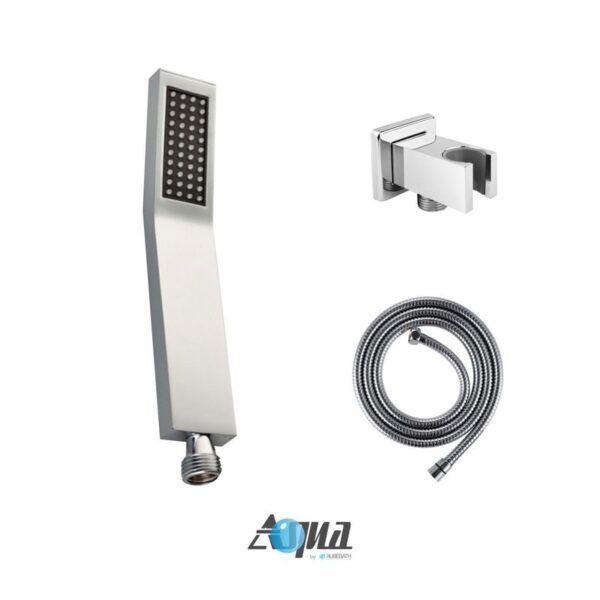 Kubebath KB WR200TFHH3V Aqua Piazza Shower Set with 8 Inch Square Rain Shower, Tub Filler and Handheld