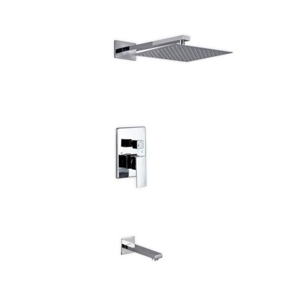 Kubebath KB WR300TF2V Aqua Piazza Shower Set with 12 Inch Square Rain Shower and Tub Filler