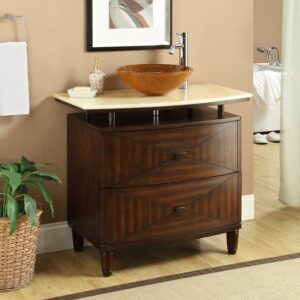 Chans Furniture Q136-1 Verdana 36 Inch Dark Brown Bathroom Vessel Sink Vanity