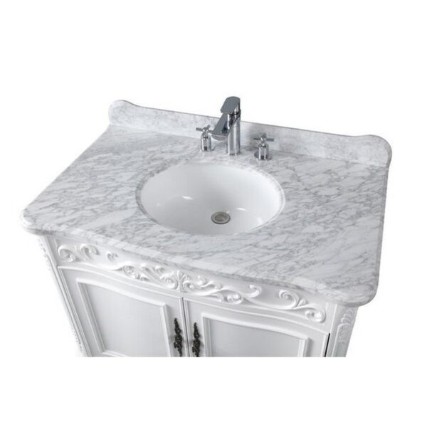 Chans Furniture ZK-1092RA Carbone 39 Inch Bathroom Sink Vanity with Italian Carrara Marble Counter Top - White