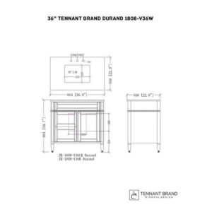 Chans Furniture ZK-1808-V36 Durand 36 Inch Bathroom Sink Vanity