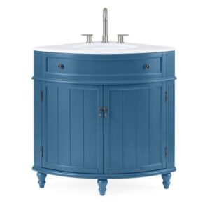 Chans Furniture ZK-47522TB Thomasville 24 Inch Bathroom Corner Vanity - Teal Blue