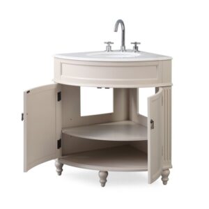 Chans Furniture ZK-47599TP 24 Inches Benton Collection Thomasville Taupe Modern Corner Bathroom Vanity