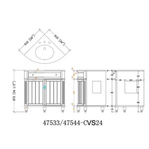 Chans Furniture ZK-47599TP 24 Inches Benton Collection Thomasville Taupe Modern Corner Bathroom Vanity