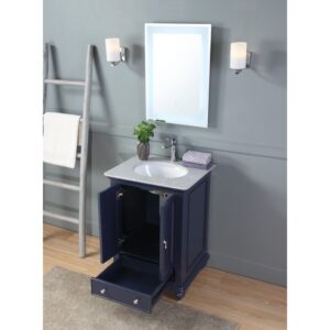 Chans Furniture ZK-9805NB 25 Inch Tennant Brand Gillian Powder Room Bathroom Sink Vanity in Navy Blue