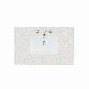 James Martin 050-S36-SNK 36 Inch Rectangular 8 Inch Widespread Porcelain Undermount Bathroom Sink