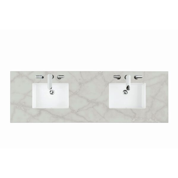 James Martin 050-S72-SNK 72 Inch Rectangular 8 Inch Widespread Porcelain Undermount Bathroom Sink