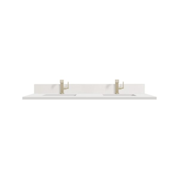 James Martin 051-S60D-BS-WZ 60 Inch Rectangular Single Hole Porcelain Double Bowl Undermount Bathroom Sink with Backsplash