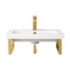 James Martin 055BK18RGD23.6WG2 Boston 23 5/8 Inch Floating Console with White Glossy Composite Countertop - Radiant Gold