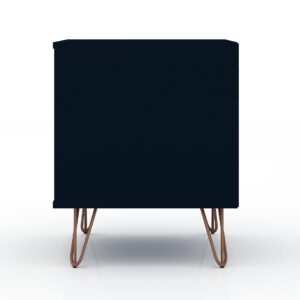 Manhattan Comfort Rockefeller 1.0 Mid-Century- Modern Nightstand with 1-Drawer in Tatiana Midnight Blue