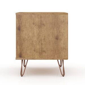 Manhattan Comfort Rockefeller 1.0 Mid-Century- Modern Nightstand with 1-Drawer in Nature and Rose Pink