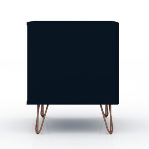 Manhattan Comfort Rockefeller 2.0 Mid-Century- Modern Nightstand with 2-Drawer in Tatiana Midnight Blue