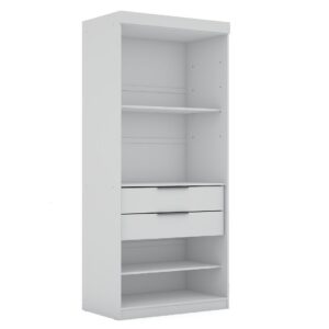 Manhattan Comfort Mulberry Open 1 Sectional Modern Armoire Wardrobe Closet with 2 Drawers in White