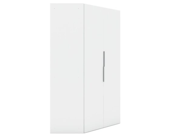 Manhattan Comfort Mulberry 2.0 Modern Corner Wardrobe Closet with 2 Hanging Rods in White