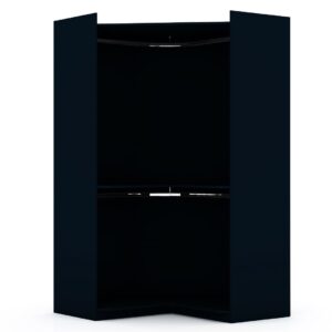 Manhattan Comfort Mulberry 2.0 Modern Corner Wardrobe Closet with 2 Hanging Rods in Tatiana Midnight Blue