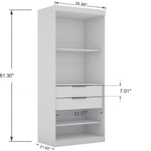 Manhattan Comfort Mulberry 2.0 Sectional Modern Armoire Wardrobe Closet with 2 Drawers in White