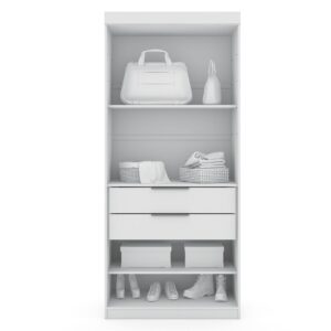 Manhattan Comfort Mulberry 2.0 Sectional Modern Armoire Wardrobe Closet with 2 Drawers in White