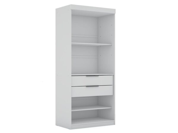 Manhattan Comfort Mulberry 2.0 Sectional Modern Armoire Wardrobe Closet with 2 Drawers in White