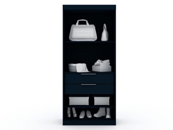 Manhattan Comfort Mulberry 2.0 Sectional Modern Armoire Wardrobe Closet with 2 Drawers in Tatiana Midnight Blue