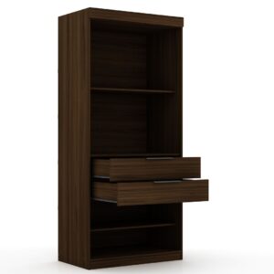 Manhattan Comfort Mulberry 2.0 Sectional Modern Armoire Wardrobe Closet with 2 Drawers in Brown