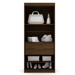 Manhattan Comfort Mulberry 2.0 Semi Open 3 Sectional Modern Wardrobe Corner Closet with 4 Drawers - Set of 3 in Brown