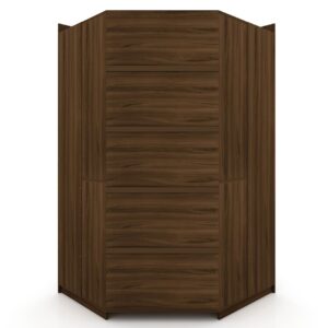 Manhattan Comfort Mulberry 2.0 Semi Open 3 Sectional Modern Wardrobe Corner Closet with 4 Drawers - Set of 3 in Brown