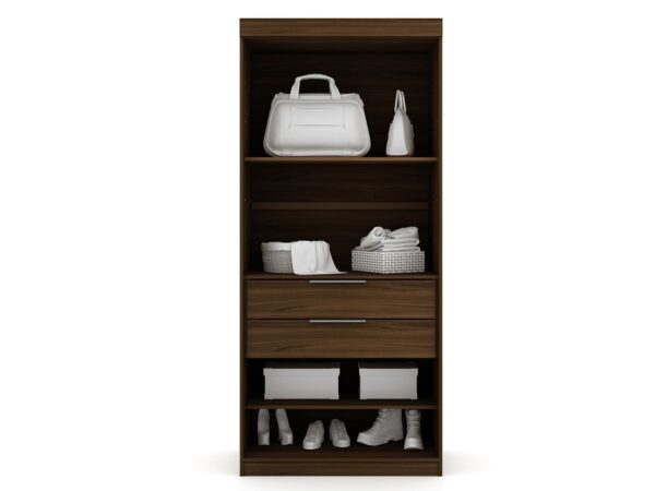 Manhattan Comfort Mulberry 3.0 Sectional Modern Wardrobe Corner Closet with 4 Drawers - Set of 3 in Brown