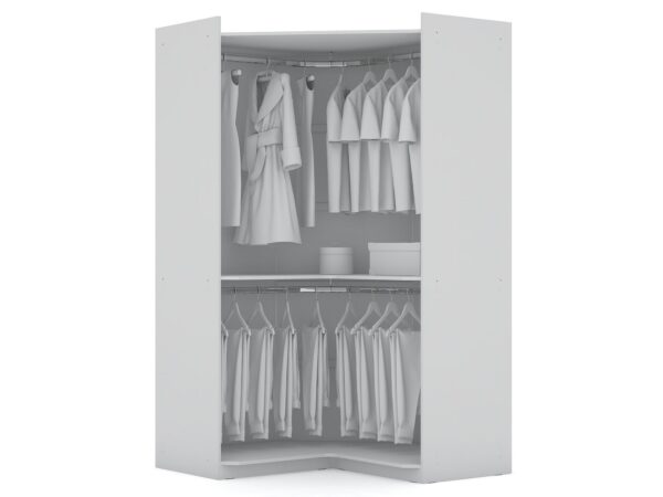 Manhattan Comfort Mulberry 2.0 Semi Open 2 Sectional Modern Wardrobe Corner Closet with 2 Drawers - Set of 2 in White