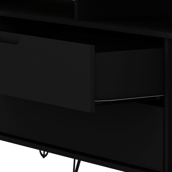 Manhattan Comfort Rockefeller 62.99 TV Stand with Metal Legs and 2 Drawers in Black